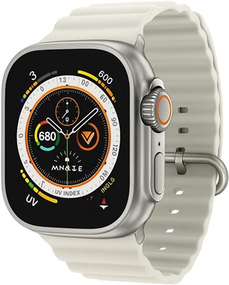 Смарт-часы HK9 ULTRA 2 MAX 49 мм — фитнес-трекер с беспроводной зарядкой, GPS, пульсометром, монитором сна, водонепроницаемые, оповещения о вызовах — совместимы с Android и iOS — белый ремешок 1000013302