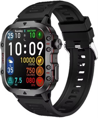 Спортивные смарт-часы с водонепроницаемым Bluetooth-звонком для мужчин и женщин, монитором артериального давления и пульса (черные) 1000013315