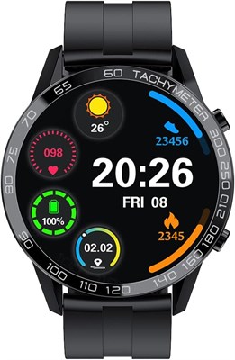 Умные часы X.cell Classic - мониторинг уровня кислорода и сердечного ритма 3O2, отслеживание тренировок, арабский интерфейс, с черной оправой, силиконовым ремешком и черным силиконовым ремешком 1000013327