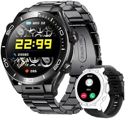 Смарт-часы 4G Ultra Round Shape на Android с двойной камерой, предустановленными приложениями на ОС Android и AMOLED-дисплеем | Спортивный и фитнес-трекер с 4 ГБ ОЗУ, 64 ГБ ПЗУ и слотом для SIM-карт (3 ремешка) (черный) 1000013333