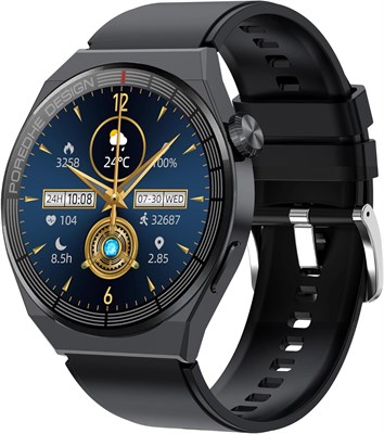 Умные часы Porodo Zebro с черным циферблатом + черным силиконовым ремешком и металлической петлей 1000013342