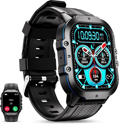 Мужские смарт-часы OUKITEL BT20 Military, фитнес-трекер для Android/телефонов, голосовой помощник/вызов по Bluetooth, водонепроницаемый прочный сенсорный экран 1,96 дюйма, более 100 спортивных режимов, круглосуточный мониторинг состояния здоровья 1000013344