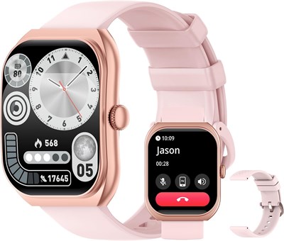 Мужские смарт-часы PEJE, изогнутый дисплей 2,01 дюйма, звонки по Bluetooth, водонепроницаемость 1 атм, мониторинг SpO2/пульса/сна, более 123 спортивных режимов, оповещения о молитвах и поддержка арабского языка, аккумулятор 350 мА·ч, iOS/Android. (Розовый 1000013378