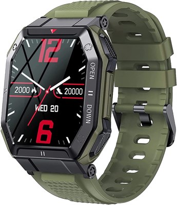 Умные часы военного образца для мужчин с функцией ответа на вызовы/тактическими спортивными часами для активного отдыха. Прочные смарт-часы с HD-дисплеем 1,85 дюйма, фитнес-трекером сердечного ритма, совместимые с iPhone, Samsung и Android (зеленые) 1000013379