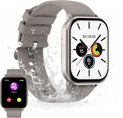 Смарт-часы с Bluetooth, TFT-экран 2,01 дюйма, водонепроницаемые, с голосовым помощником на базе искусственного интеллекта, функцией звонков, мониторингом пульса и уровня кислорода в крови, более 100 спортивных режимов, совместимы с Android и iPhone (светл 1000013384