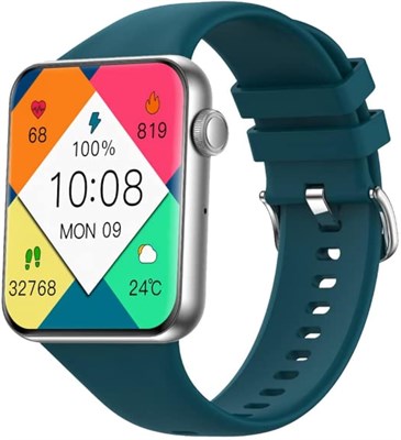 Pebble Vision — умные часы с большим HD-дисплеем 2,05 дюйма, яркостью 600 нит, вызовами по Bluetooth, голосовыми помощниками, пульсометром и датчиком артериального давления, будильником и уведомлениями — Forest Green 1000013389