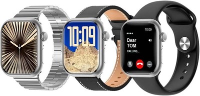 Умные часы HainoTekoGermany SQ-12 с AMOLED-дисплеем, записью видео в чате GPT и тремя парами ремешков для женщин и мужчин (серебристый) 1000013392