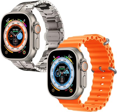 Умные часы для девочек, мальчиков, подростков, мужчин и женщин с тонометром, фитнес-трекером, уведомлениями о звонках и сообщениях, с 2 ремешками (металлический и оранжевый) 1000013395