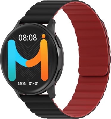 IMIKI HOLO TG2 – мужские и женские умные часы – AMOLED-дисплей 1,43 дюйма, Bluetooth-подключение, магнитный ремешок, измерение уровня кислорода в крови и пульсометр, Android и iOS – черный + черный/красный 1000013398