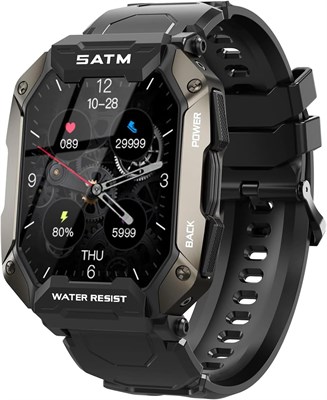 Мужские смарт-часы PYRODUM, водонепроницаемые до 5 АТМ, совместимые с Android и iPhone, военные смарт-часы с дисплеем 1,71 дюйма и 24 спортивными режимами. 1000013407