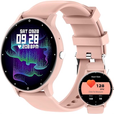 Умные часы для женщин, фитнес-трекер с HD-дисплеем 1,28 дюйма, 100 спортивных режимов, пульсометр, датчик SpO2 и монитор сна, водонепроницаемый трекер активности IP67 для iOS и Android, с функцией ответа на звонки и совершения звонков 1000013423