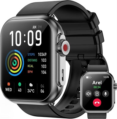 Смарт-часы для мужчин и женщин с аккумулятором, 1,85-дюймовым HD-сенсорным экраном, водонепроницаемым фитнес-трекером, более 110 спортивными режимами, пульсометром и монитором сна, совместимы с Android и iOS, прочные смарт-часы для активного отдыха 1000013428