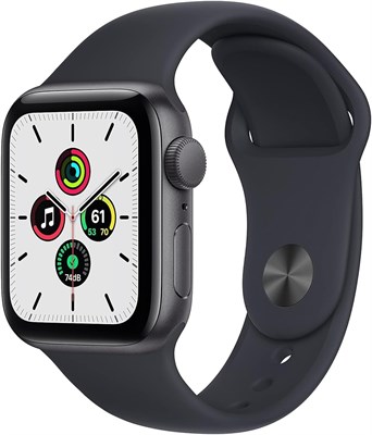 Смарт-часы Apple Watch SE (1-го поколения) (GPS, 40 мм) – корпус из алюминия цвета «серый космос» с ремешком Midnight Sport – стандартная версия. Фитнес-трекер и трекер активности, пульсометр, водонепроницаемость (обновлённая версия). 1000013464