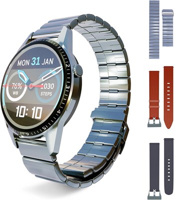 Коллекция умных часов Max & Max Cruise для мужчин и женщин. Водонепроницаемость, прием и совершение звонков, спортивные режимы, пульсометр для измерения сна и сменные ремешки (серый, серебристый, коричневый). Совместимость с iOS и Android. 1000013486