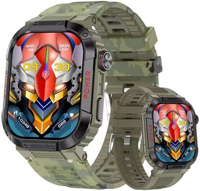 Новейшие умные часы с большим экраном 2,01 дюйма, водонепроницаемые, с функцией голосового вызова Bluetooth, мониторингом здоровья, для занятий спортом на открытом воздухе, зеленые 1000013493