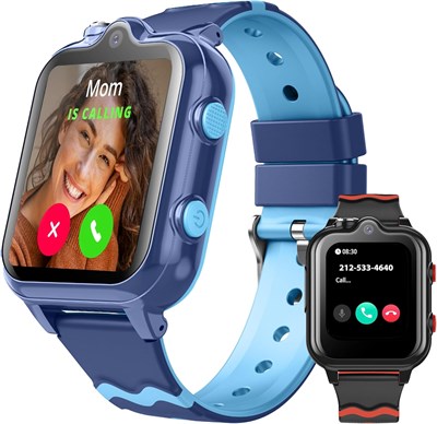 Умные часы UAETECH 4G — сенсорный экран HD — водонепроницаемость IPX7 HD — ёмкий аккумулятор 900 мА·ч — калькулятор, будильник, удалённый мониторинг, режим студента, математическая игра, секундомер — Android/IOS (синий) 1000013507