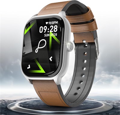 Умные часы Pebble Edge для мужчин и женщин, 2,01-дюймовый дисплей True HD, Bluetooth-звонки, мониторинг сердечного ритма, вращающаяся заводная головка, голосовой помощник на базе ИИ, мониторинг сна, будильник и уведомления, цвет «Виски Браун» 1000013517