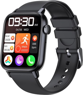 Умные часы HELIX HeliFit с дисплеем 1,83 дюйма, функцией отслеживания физической активности, возможностью совершения звонков по Bluetooth и длительным временем автономной работы (в комплекте 2 ремешка черного и серого цветов) 1000013520