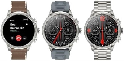 Смарт-часы HainoTeko RW-60 Super Max Size Round с тремя парами ремешков | Водонепроницаемые смарт-часы с ожерельем Torc для мужчин (серебристые) 1000013521