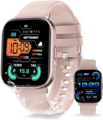 Универсальные смарт-часы для мужчин и женщин (ответ на вызов/совершение звонков), HD-дисплей 2,01 дюйма с функцией отслеживания здоровья и фитнеса, режим 120+, водонепроницаемость IP67, розовые 1000013535