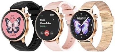 Умные часы HainoTeko G20 Mini Ladies, круглых размеров с тремя ремешками (золотые) 1000013542