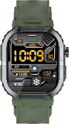 Прочные смарт-часы Promate SportFit с 2,01-дюймовым TFT-дисплеем, функцией управления активным образом жизни, длительным сроком службы батареи, более 100 спортивными режимами, датчиками пульса и шагомера, функцией отслеживания сна, XWatch-SL Green 1000013558