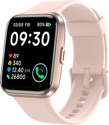 Умные часы VRPEFIT для женщин [приём/вызов], 1,7-дюймовый сенсорный фитнес-трекер с пульсометром, измерением уровня кислорода в крови и мониторингом сна, совместимые с iPhone и Android, встроенный помощник Alexa, водонепроницаемые часы со степенью защиты 1000013586