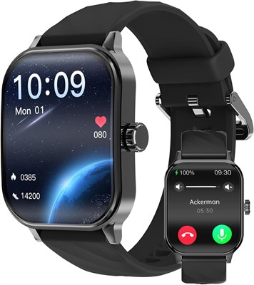 Умные часы TERRIFI с изогнутым экраном, поддержкой Bluetooth для мужчин и женщин, функцией звонков по Bluetooth, водонепроницаемостью IP67, голосовым помощником на базе искусственного интеллекта, пульсометром для занятий спортом, пеших прогулок и кемпинга 1000013591