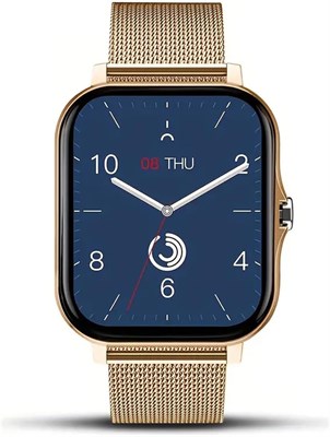 Цифровые беспроводные смарт-часы. Стильный тонкий дизайн, золотой цвет, совместимость с iOS и Android, управление через приложение. 1000013709