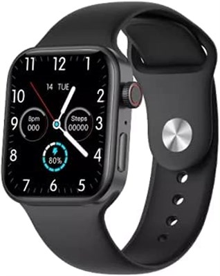 Умные часы AWH серии 7, совместимые с телефонами iPhone и Android, пульсометр, температура тела, фитнес-трекер, оповещения о звонках и сообщениях (черный) 1000013711