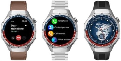 Умные часы HainoTeko 25 Round с тремя парами ремешков-цепочек, силикон, кожа и беспроводное зарядное устройство для мужчин и мальчиков (серебристые) 1000013785