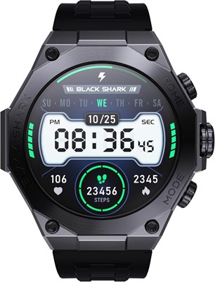 Умные часы Black Shark S1 Pro, 15 дней автономной работы, AMOLED-дисплей 3,6 см, режим мониторинга игрового здоровья, более 100 спортивных режимов, IP68 (черный) 1000013808