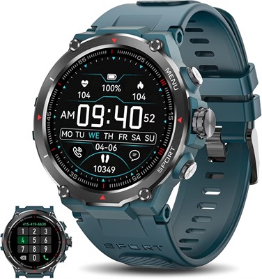 Умные часы Military Smart Watch Men (отвечать на звонки/совершать звонки), новейшие тактические умные часы Bluetooth 2023 года для Android iPhone, водонепроницаемые 5ATM, фитнес-трекер для активного отдыха с пульсометром/SpO2/голосовым управлением на базе 1000013848