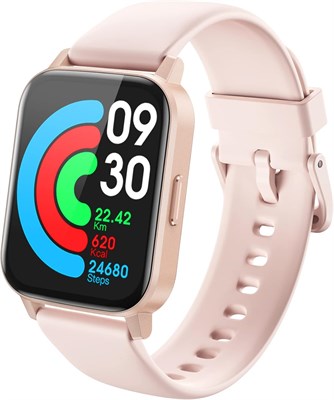 Спортивные смарт-часы DIZO Watch 2 для телефонов Android/iOS, фитнес-трекер с пульсометром и датчиком уровня кислорода в крови, монитор сна, водонепроницаемые 5ATM, 1,69-дюймовый HD сенсорный экран (золотисто-розовый) 1000013877