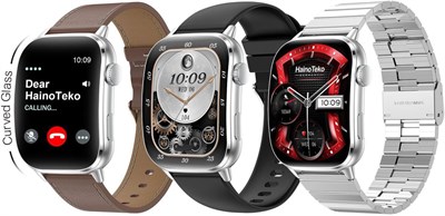 Водонепроницаемые смарт-часы HainoTeko HainoTeko-14 AMOLED с 10-дневным сроком службы батареи, 3 парами ремешков и зарядным кабелем, разработанные для женщин и мужчин (серебристый) 1000013892