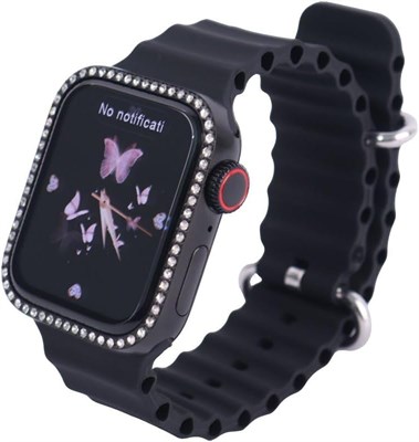 Умные часы Modio MW 19 Mini с HD-дисплеем 36 мм, 4 парами ремешков, стильным ожерельем-цепочкой и браслетом с беспроводным зарядным устройством для женщин (черные) 1000013911