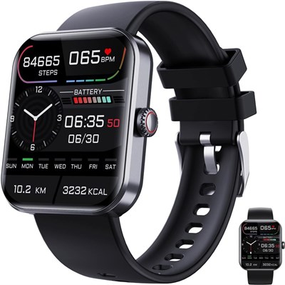 Смарт-часы TedmAr Blood Glucose, умные часы на Android с функцией SMS и звонков для женщин, мужчин, детей, девочек и мальчиков 10-12 лет, спортивные и фитнес-часы с датчиком уровня сахара в крови, черные 1000013925