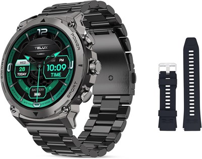 Умные часы TELUX ACTIVEX с функцией звонков, дисплей AMOLED 1,43 дюйма, 2 ремешка (нержавеющая сталь и силикон), голосовой помощник на базе искусственного интеллекта, отслеживание сна, более 100 режимов, водонепроницаемость IP67, аккумулятор на 10 дней, п 1000013959