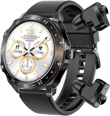 Смарт-часы Next Store Hype с беспроводными наушниками, Bluetooth-звонками, фитнес-трекером, водонепроницаемостью, пульсометром, SpO2, отслеживанием сна, длительным временем автономной работы, спортивными режимами и стильным дизайном (черные) 1000014038