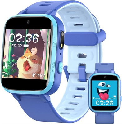 Умные часы DMG TECH для детей, 1,4-дюймовые спортивные часы, водонепроницаемость IP68, пульсометр для измерения сна, 7 видов головоломок, шагомеры, счётчик калорий, подарки для подростков 6-16 лет (синие) 1000014069