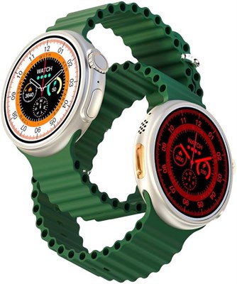 Умные часы Porodo Ultra Evo с широким сенсорным экраном 1,51 дюйма — титановый/зелёный 1000014095