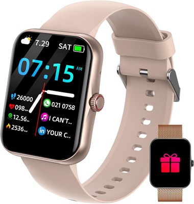 Умные часы JUBUNRER для женщин и мужчин с сенсорным экраном 1,83 дюйма, пульсометром, шагомером, счетчиком калорий, защитой от воды IP68, iOS Android, Рождество [2 ремешка] 1000014118