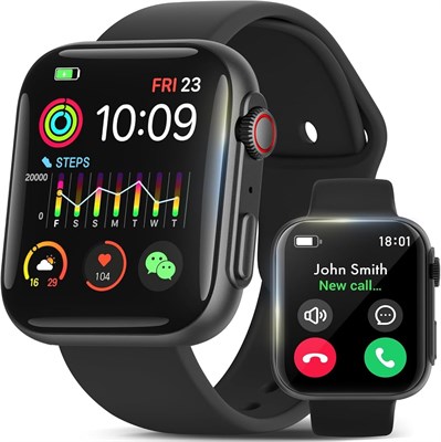 Смарт-часы для Android iPhone [49 мм], Bluetooth-звонки, более 120 спортивных режимов, фитнес-трекер, пульсометр/монитор здоровья/сна, счётчик шагов и калорий, водонепроницаемые смарт-часы для женщин и мужчин (чёрные) 1000014138