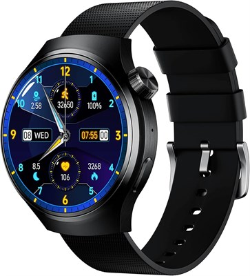 Смарт-часы Porodo Sfera Round Titanium с дополнительным оранжевым ремешком — чёрные 1000014154