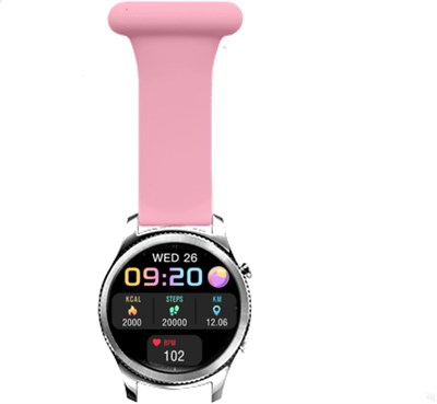 Умные часы-брелок для Android iOS с ремешком, часы для медсестры, силиконовый брелок, фитнес-трекер iP67, водонепроницаемые умные часы с пульсометром, шагомером, трекером сна (розовые) 1000014225