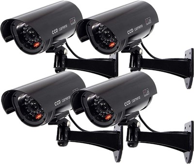 Купольная камера видеонаблюдения Tomvision Bullet, муляж для внутренней и наружной установки, с 1 мигающим светодиодом и наклейками с тревожной сигнализацией (4 шт., черные) 1000014399 - фото 558570