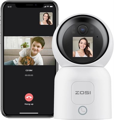 Камера видеонаблюдения ZOSI 4 МП с экраном, обзором 360°, наблюдением за детьми и собаками, жестами и вызовом одним нажатием, двусторонней видеосвязью, двухдиапазонным Wi-Fi 2.4G/5G, домашней камерой видеонаблюдения, обнаружением людей, C519M 1000014404 - фото 558595