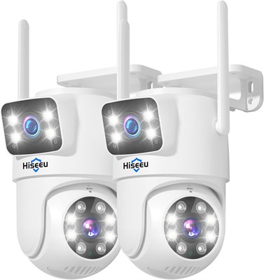 Беспроводная камера видеонаблюдения Hiseeu, 2 шт., 5G/2.4G WiFi, камера с двумя объективами, PTZ, наружная, с отслеживанием движения, цветная, ночная версия, кабель для подключения, без абонентской платы, работает с беспроводной системой камер 1000014472 - фото 558916