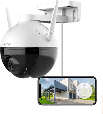 Камера видеонаблюдения EZVIZ C8C, уличная камера видеонаблюдения с разрешением 1080p и Wi-Fi, обзором 360°, цветным ночным видением, водонепроницаемостью IP65, датчиком движения, функцией записи звука, поддержкой SD-карт на 256 ГБ 1000014495 - фото 559023