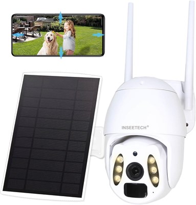 Смарт-камера INSEETECH Solar Tuya, 4-мегапиксельная беспроводная уличная камера видеонаблюдения с солнечной батареей и прожектором, PTZ-камера с Wi-Fi для домашнего видеонаблюдения, ночное видение на расстоянии 98 футов, датчик движения, водонепроницаемос 1000014509 - фото 559090